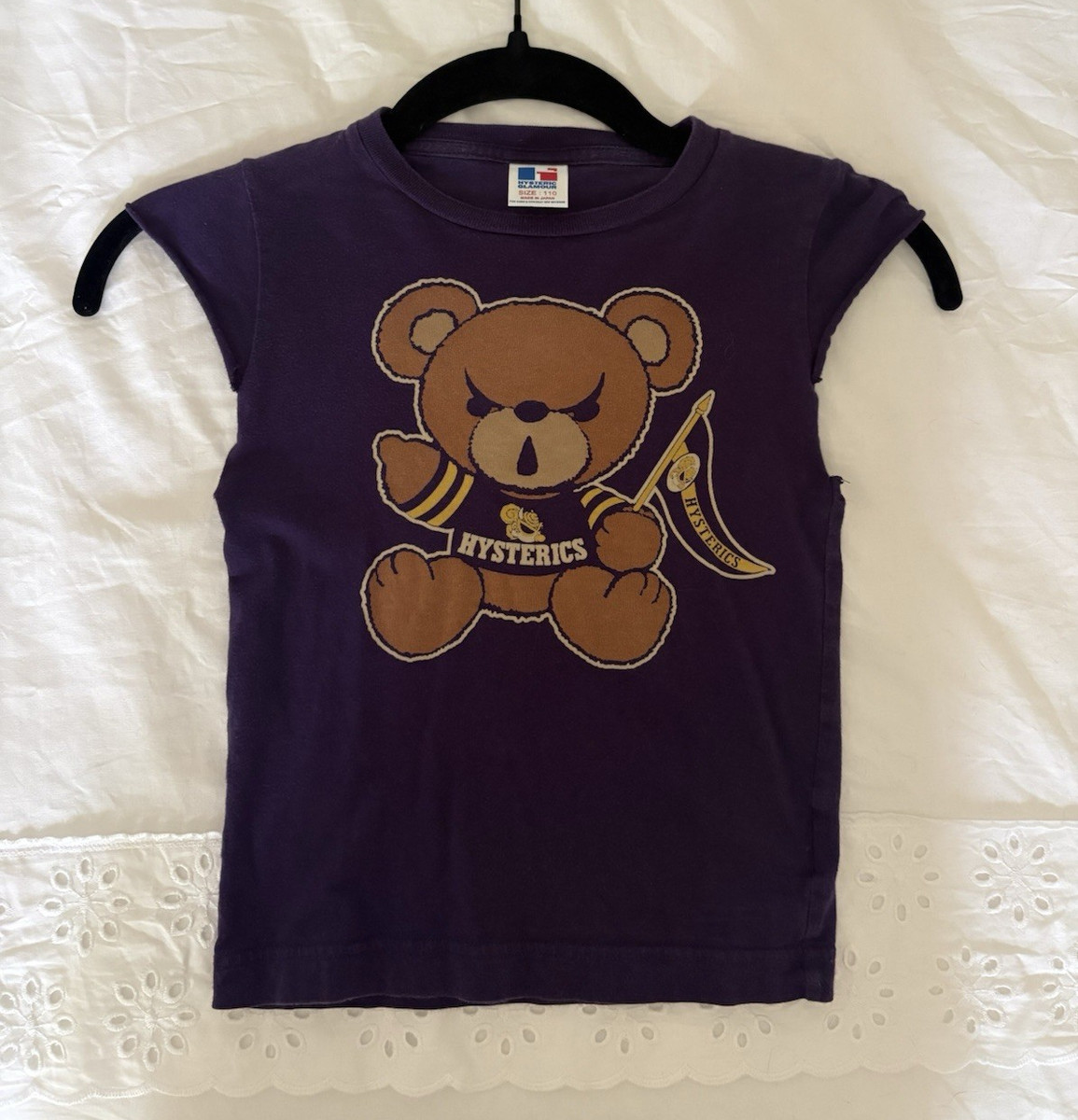 Hysteric Glamour Girls Purple Bear Graphic Print Cotton Baby Tee Size 110