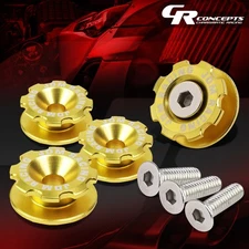 4x GOLD 24MMx11MM ALUMINUM QUICK RELEASE FASTENER BUMPER FENDER GEAR LIDS KIT