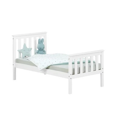 Kinderbett 70x140 cm Holz Massiv Weiß Lattenrost Bett Bettgestell Homestyle4u - Bild 1 von 4