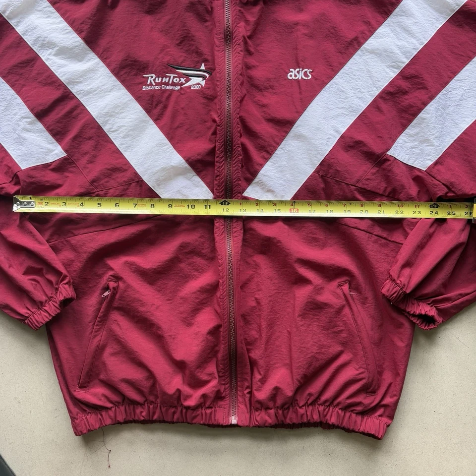 Chaqueta cortavientos vintage Y2K Asics Runtex con cremallera roja/blanca talla grande Foto 4 de 4