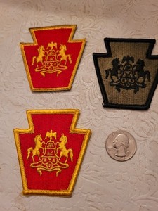 VINTAGE US ARMY PENNSYLVANIA NATIONAL GUARD  PATCH SET WW2,  CURRENT &SUBDUED 