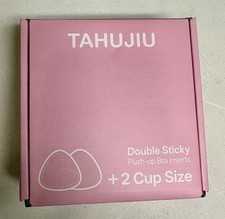 TAHUJIU Double Sticky Push-Up Bra Inserts 2 Cup Size Beige Reusable