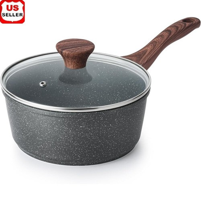 #ad #ad Non Stick Induction Saucepan W Glass Lid Stay Cool Handle Easy Clean 1.5Qt New $45.12