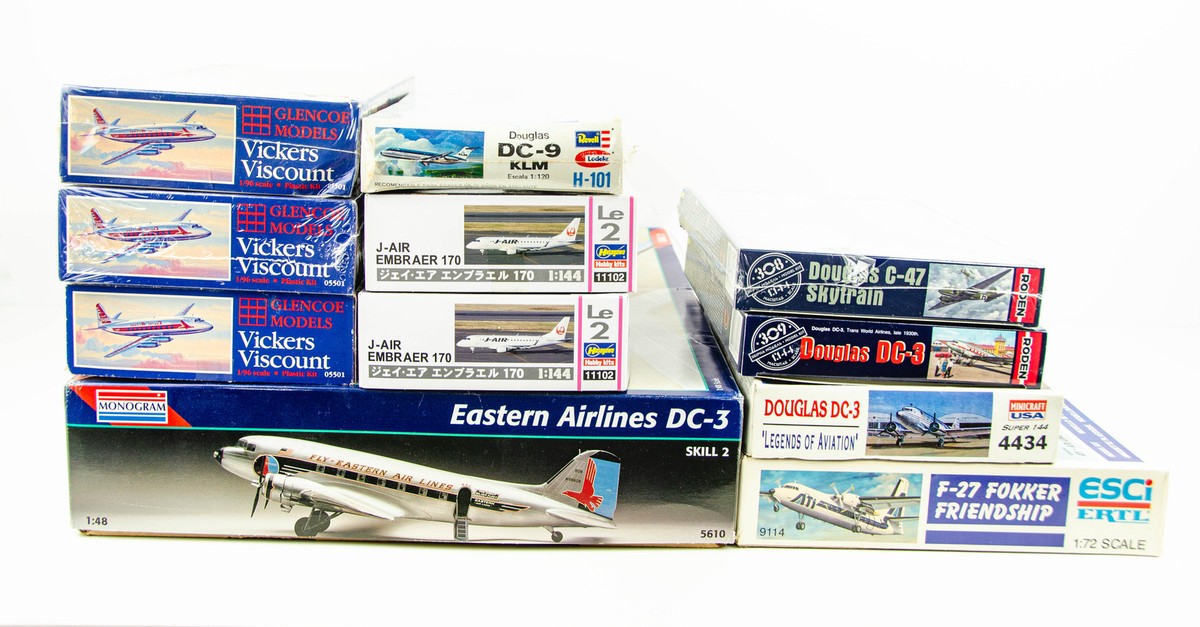 Model Airplane Lot of 11 Kits Monogram 1/48 Eastern Airlines DC-3