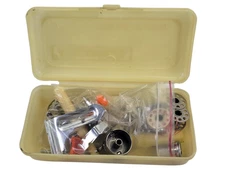 Vintage Singer Sewing Machine Accessory Lot of Bobbins and Tools with Case