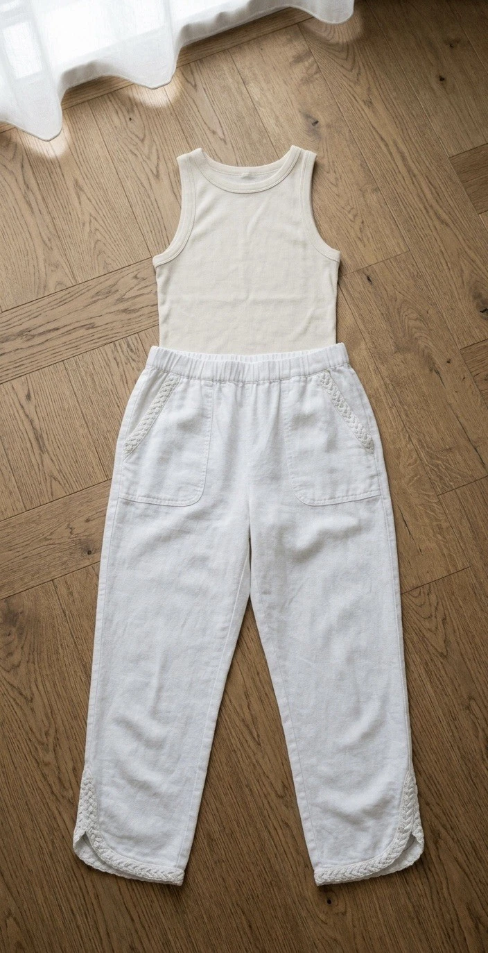 Women’s Braided Hem Stretch French Terry Capri - White-XL
Opens in a new window or tab