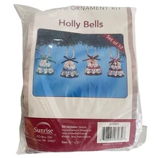 NEW SUNRISE Holly Bells Bead Ornament Kit SET OF 12