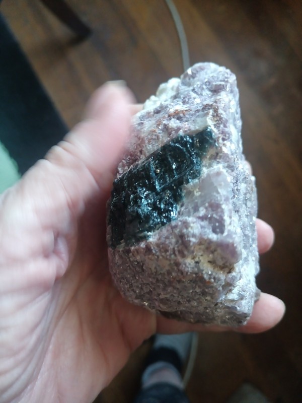 Lusterous Dark Green Tourmaline In Lepidolite Mica , Brazil 367 grams 