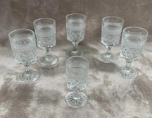 Vintage Anchor Hocking Wexford Stemmed Goblets Set Of 6 - 5.5” & 4.5” Glasses