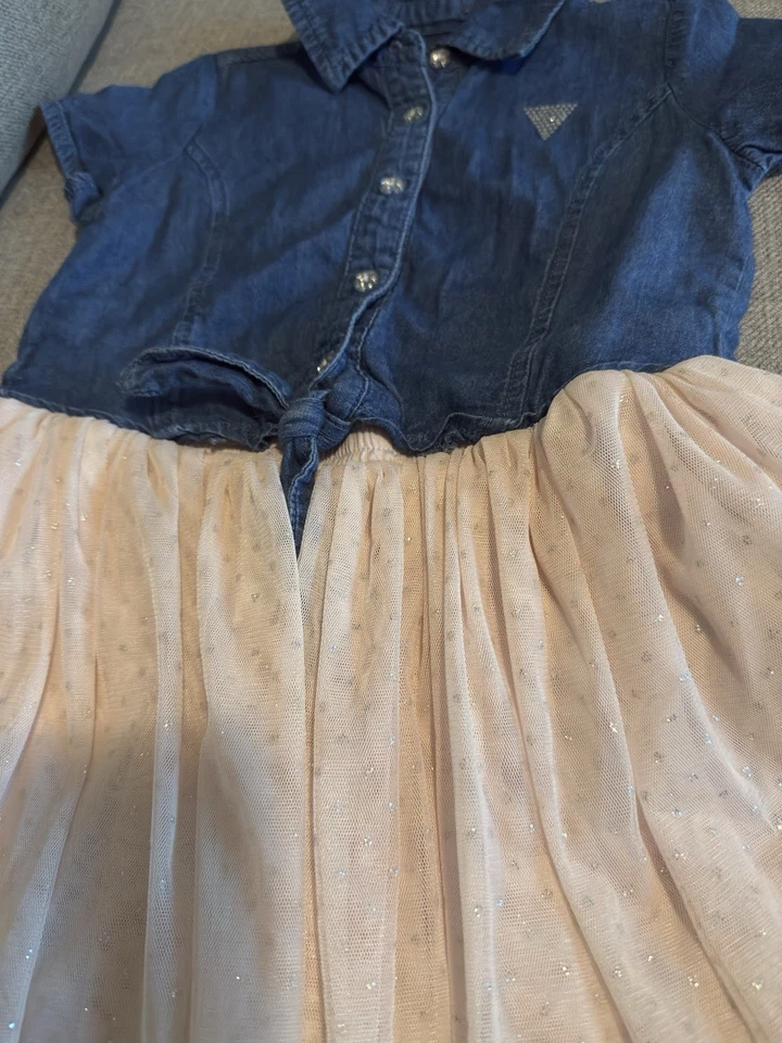 Guess Kids girls short sleeve denim tulle dress Size M 5/6 - Image 4 of 4