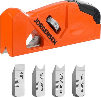 JORGENSEN Chamfer Plane, Edge Corner Plane with 4 Cutter Heads, Storage Space - 