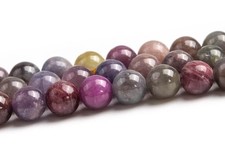 Multicolor Ruby Sapphire Beads Natural AA Gemstone Round Loose Beads 5MM 6MM