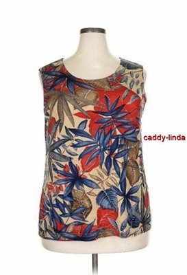 EUC VIKKI VI 2X ORIGINAL SLINKY TROPICAL PRINT TANK TOP 52'' BUST ACETATE SPANDEX