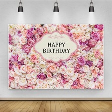 Renaiss 3x2m Fondale fotografico floreale Sfondo rosa fiore bianco per la