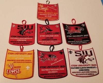 7 STEM UNIVERSITY PATCHES Saint Louis Missouri BOY SCOUTS CUB SCOUTS 2021-2023