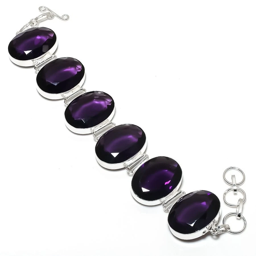 Facettierter afrikanischer Amethyst ovale Form Edelstein handgefertigtes ethn... - Bild 2 von 4