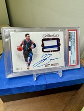 #/15 PSA 9 2018-19 Flawless Jalen Brunson Signature Prime Patch Ruby Auto RC RPA