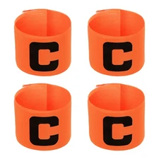 4Pcs 11.8"x2.8" Soccer Captain Armband Nylon Elastic Protective Badge Orange