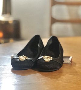 Michael Kors Ballet Slippers Little Girls Size 11 Signature Canvas Black