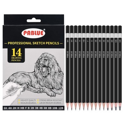 14 Pcs Professional Triangular Drawing Sketching Pencil Set 6H-12B Graphite