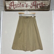 Vintage Land's End Size P10 Skirt Khaki Pleated A-Line USA Pockets Midi Tan