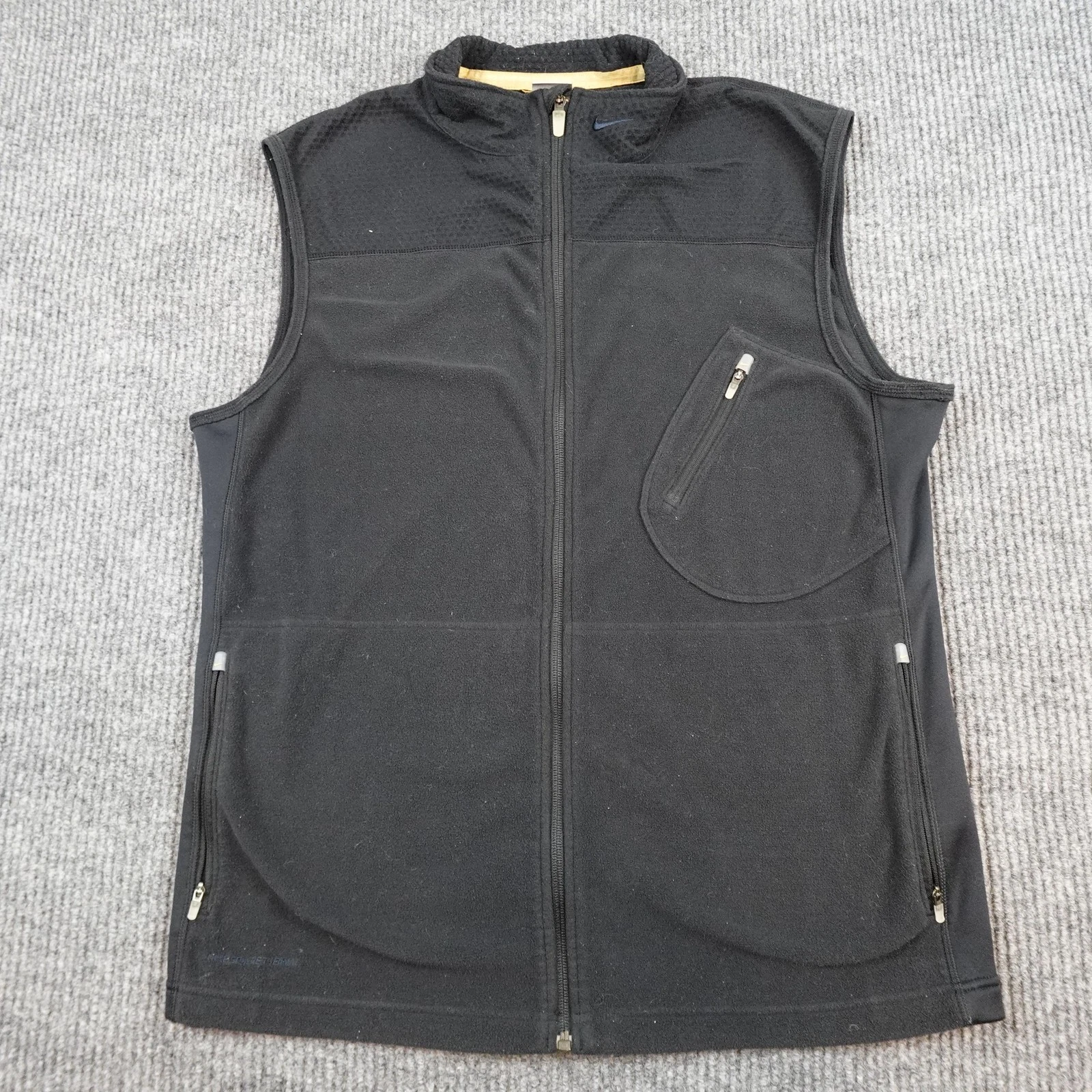 Nike Sphere Thermal Vest Mens Large Black Fleece Full Zip Insulated Pockets