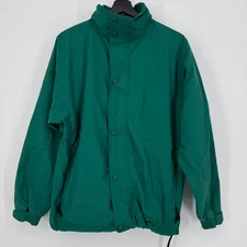 LL Bean Mens Waterproof Anorak Jacket Green Size Small Hooded Full Zip Vintage