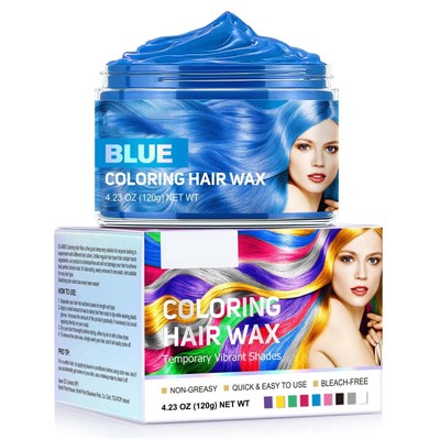 Temporäre Haarfarbe,Haarfarbe Wachs,Crazy Blue Hair Mud Temporary,Waschbare T...