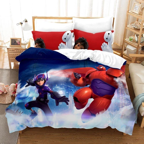 3D Big Hero 6 Bedding Set Kids Duvet Cover Pillowcase Single Double King Gift - Picture 11 of 11