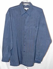 Vintage Pierre Cardin Blue Crosshatch L/S Casual Button-up Shirt Size L EUC
