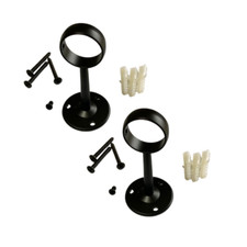 Wardrobe Rail Centre Support Bracket Hanging Fittings Chrome Black Round 25mm