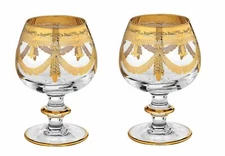 Set of 2 Interglass Italy Crystal Glasses - Clear Italian Brandy Snifters
