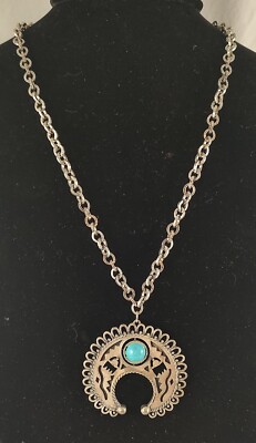 Vintage Faux Squash Blossom Necklace 22 inch chain
