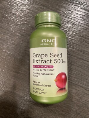 GNC Herbal Plus Grape Seed Extract 500 mg Extra Strength 60 Capsules