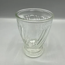 Vintage Glass Jelly Jar Swirl Juice Cup Clear Flared Pedestal 3.5”