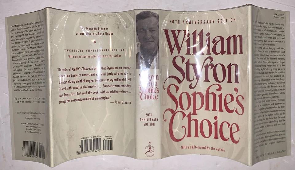SIGNED, SOPHIE'S CHOICE, by WILLIAM STYRON, 20th ANNIVERSARY ED, MODERN LIBRARY - Image 3 of 4