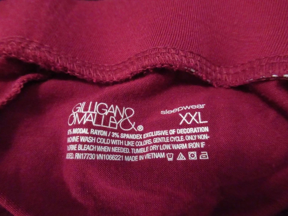 Gilligan OMalley Mujer 2XL Rojo Sedoso Salón PJ Parte Inferior Puños de Encaje Foto 2 de 2
