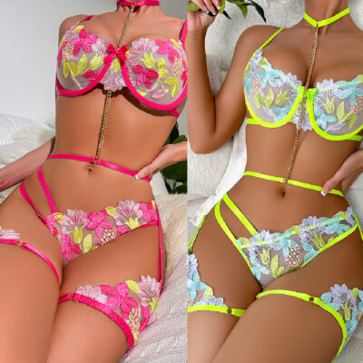 Women's Sexy Lingerie Lace Babydoll Bra Thong Set Sleepwear Underwear Nightwear