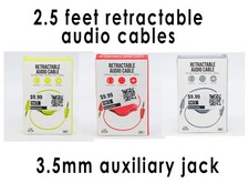 Brand New Retractable Organized Audio Cable Auxiliary Port Expands to 2.5 Feet