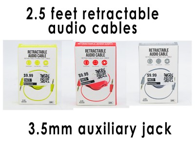 Brand New Retractable Organized  Audio Cable Auxiliary Port Expands to 2.5 Feet 