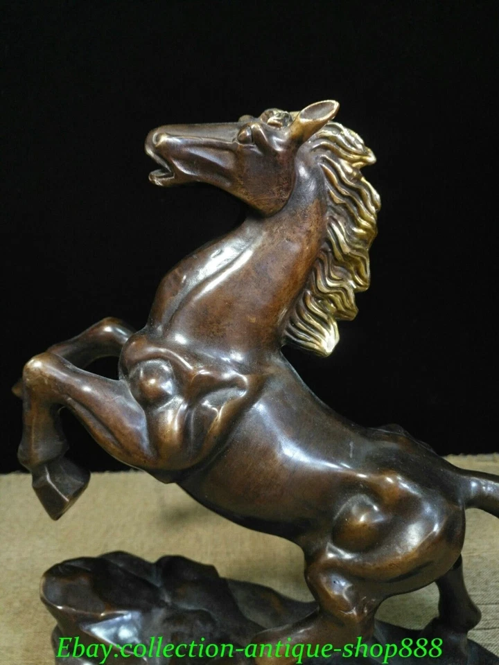 Antigua estatua china de bronce dorado Feng Shui éxito 12 caballos zodiaco animal Foto 4 de 4