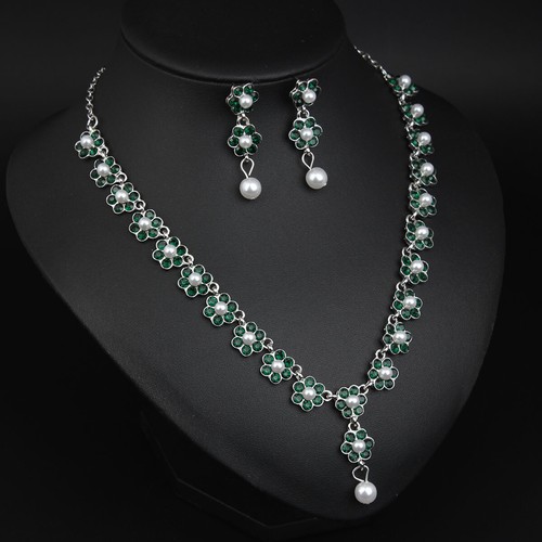 Vintage Women Crystal Rhinestone Choker Necklace Earrings Jewelry Set Statement - Picture 25 of 37