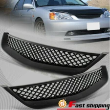 For 2001-2003 Honda Civic JDM Type R Black Mesh ABS Front Hood Grille Mesh Grill