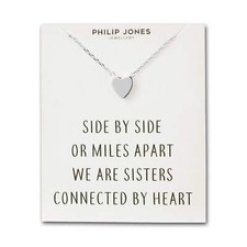 Silver Plated Sister Heart Necklace with Quote Card