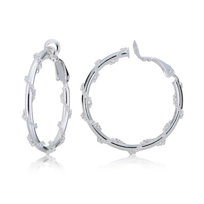 Sterling Silber Kette Wickel Clip-On Creolen, 25 mm