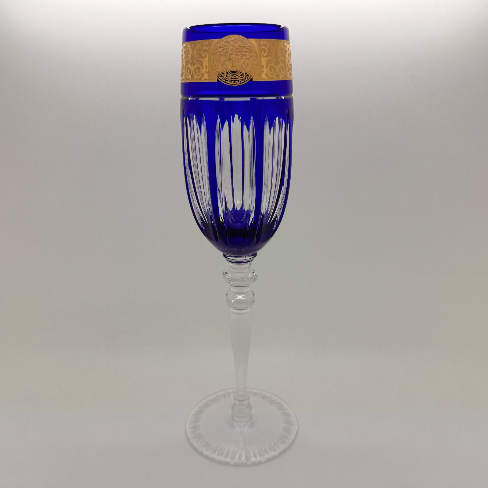 VERSACE Gala  Prestige Cobaltblue Medusa CHAMPAGNE New in Box Crystal Rosenthal