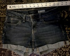 Aeropostale Midi Cuffed Dark Wash Blue Denim Jean Shorts Women's Size 0