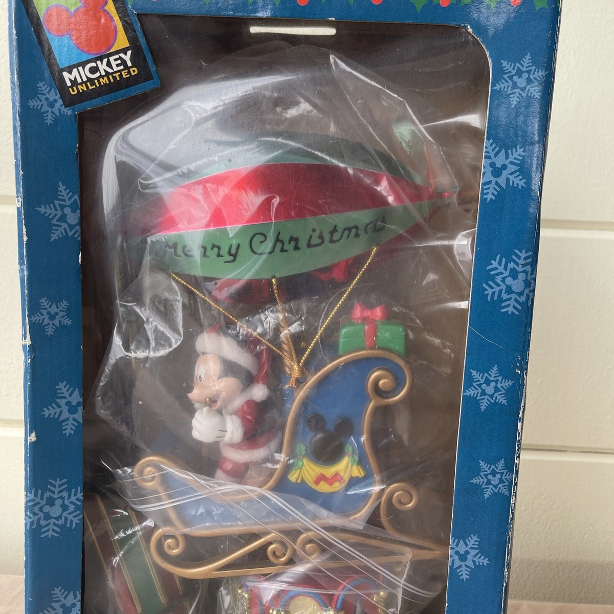 Disney Christmas Fantasy 1997 置物 Vintage Mr Christmas A Mickey Holiday Airship Lighted Automated