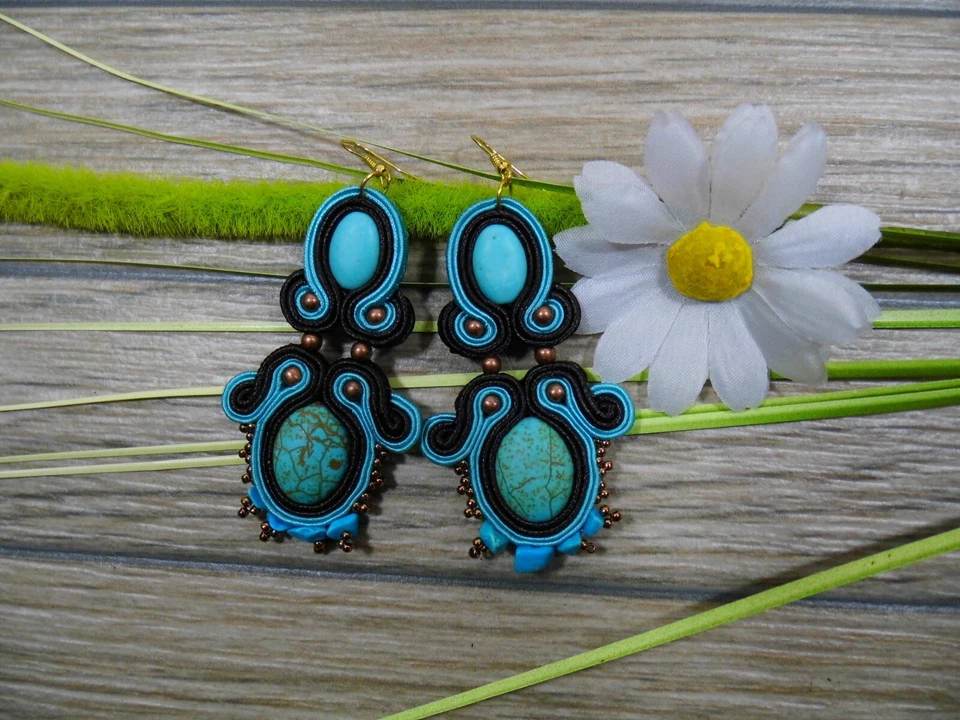 Ohrringe Technik soutache Kunsthandwerk  - Bild 2 von 3