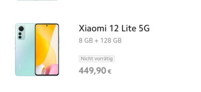 Xiaomi 12 Lite - 128GB - Lite Pink (Ohne Simlock) (Dual-SIM)